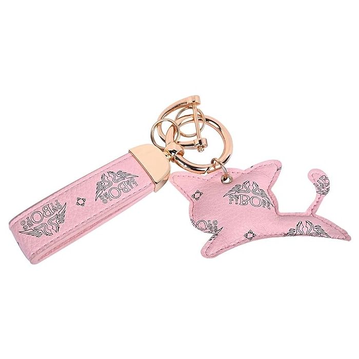 Allextreme Kitty Design Keychain Anti-Lost D-Ring Heavy Duty Keyring with 1 Screwdriver and 2 Rings for Car Bike