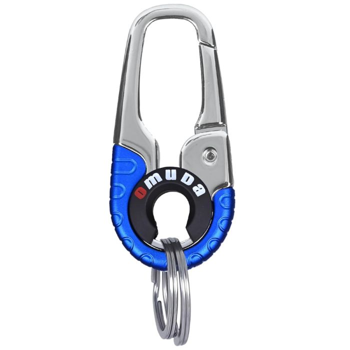 Allextreme 35775A Belt Hook Locking Keychain Stainless Steel Heavy Duty Keyring with 2 rings for Car Bike (Pack of 1, Blue)