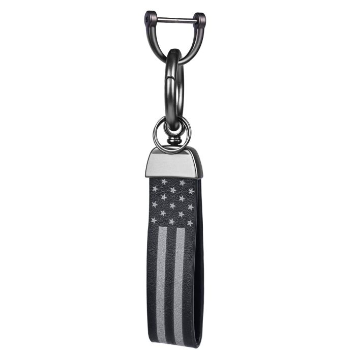 Allextreme LC-8801 American USA Flag Design Metal Keychain Anti-Lost D-Ring Heavy Duty Keyring with 1 Screwdriver and 2 Rings for Car Bike