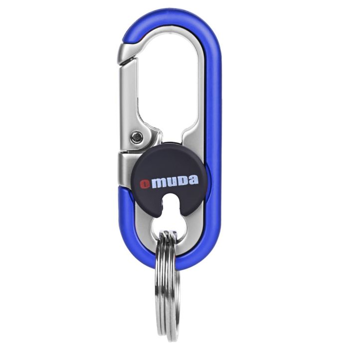 Allextreme 3746A Oval Design Belt Hook Locking Stainless Steel Keychain Heavy Duty Keyring with 2 rings for Car Bike (Pack of 1, Blue)