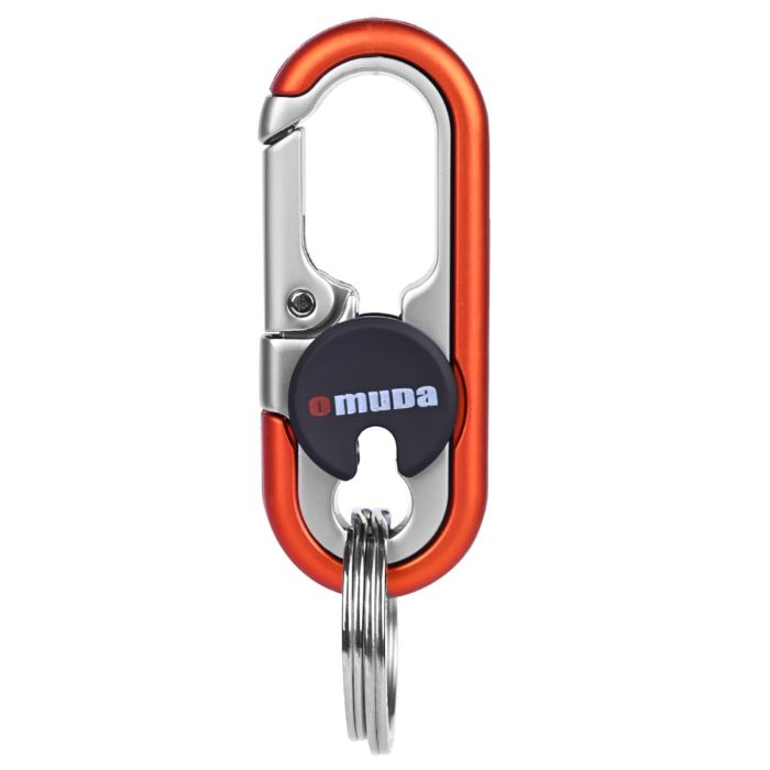Allextreme 3746A-1N Oval Design Belt Hook Locking Stainless Steel Keychain Heavy Duty Keyring with 2 rings for Car Bike (Pack of 1, Orange)