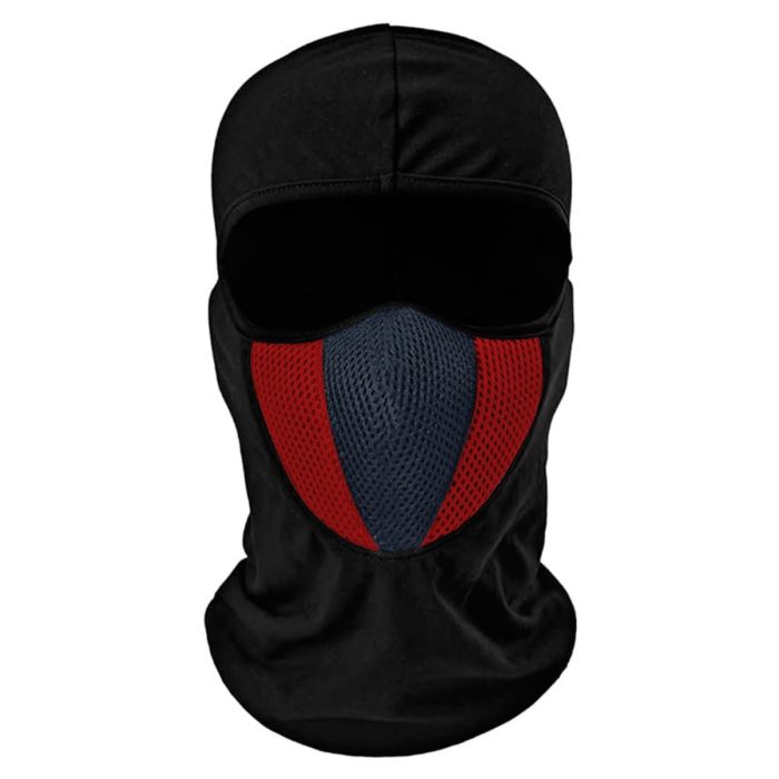 Allextreme Full Face Mask Anti Pollution Sun Protection Warmer Riding Balaclava with Air Filter Mesh for Biking Cycling (Black & Red)