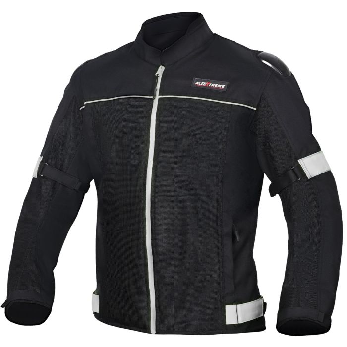 Allextreme TRIPPER Bike Riding Jacket Windproof Biker Mesh Fabric Armour Back Elbows Shoulders Protection Racer Motorcycle Gear Protector for Men (XL, Grey & Black)