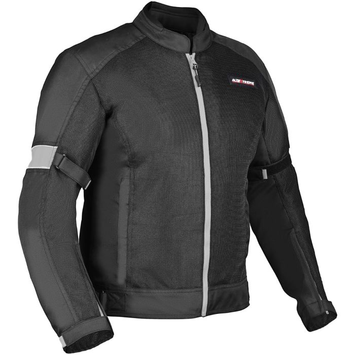 Allextreme TRIPPER Bike Riding Jacket Windproof Biker Mesh Fabric Armour Back Elbows Shoulders Protection Racer Motorcycle Gear Protector for Men (2XL, Grey & Black)