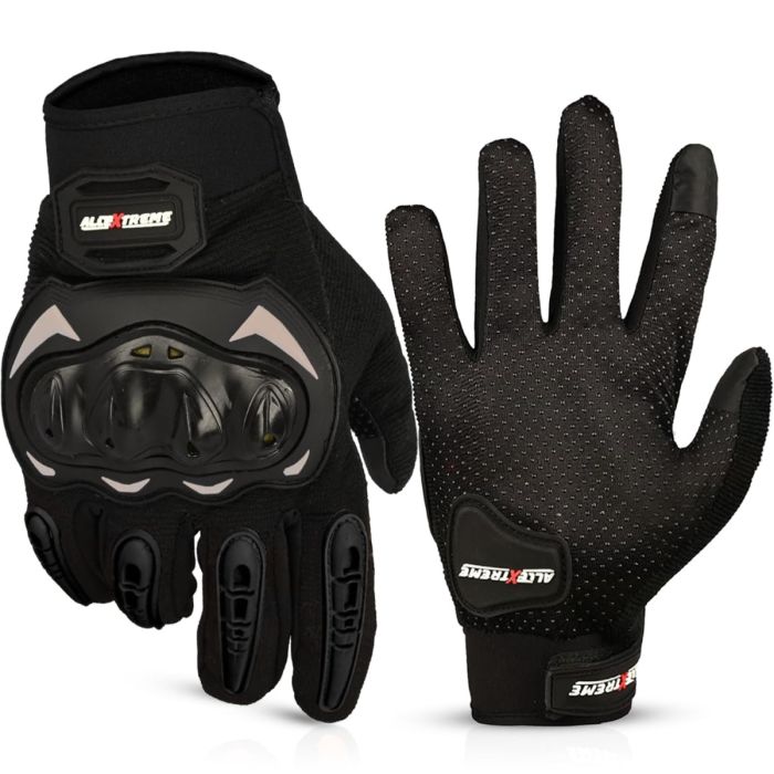 Allextreme Probiker Full Finger Riding Gloves with Hard Knuckle Shells for Motorbike Racing Biking Climbing (L, Black)