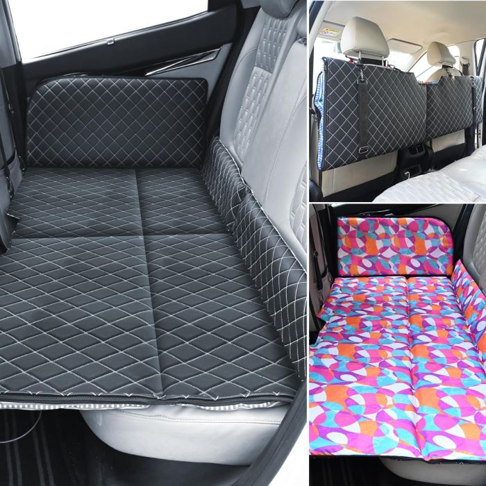 Allextreme S34 Non Inflatable Car Bed Mattress Double-Sided Back Seat Foldable Sleeping Bed for Kids & Adults Travel Trips Camping Picnic Universal Fit - (Pink)