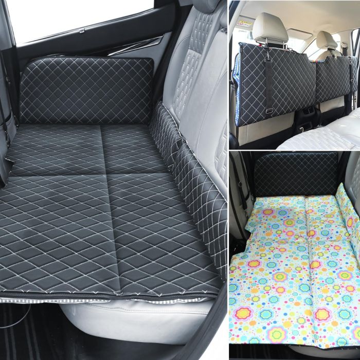 Allextreme S35 Non Inflatable Car Bed Mattress Double-Sided Back Seat Foldable Sleeping Bed for Kids & Adults Travel Trips Camping Picnic Universal Fit - (Light Yellow)