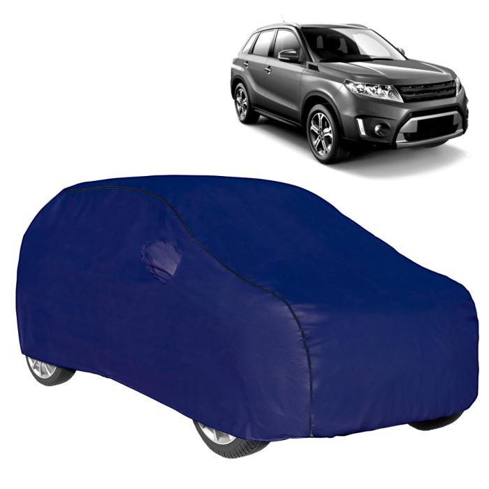 Allextreme MBG9002 100% Waterproof Car Body Cover Compatible for Maruti Suzuki Vitara Brezza 3 Layers UV & Rain Protection Triple Stitched Full Bottom Elastic Grip with Mirror Pockets (Tiebond Blue)