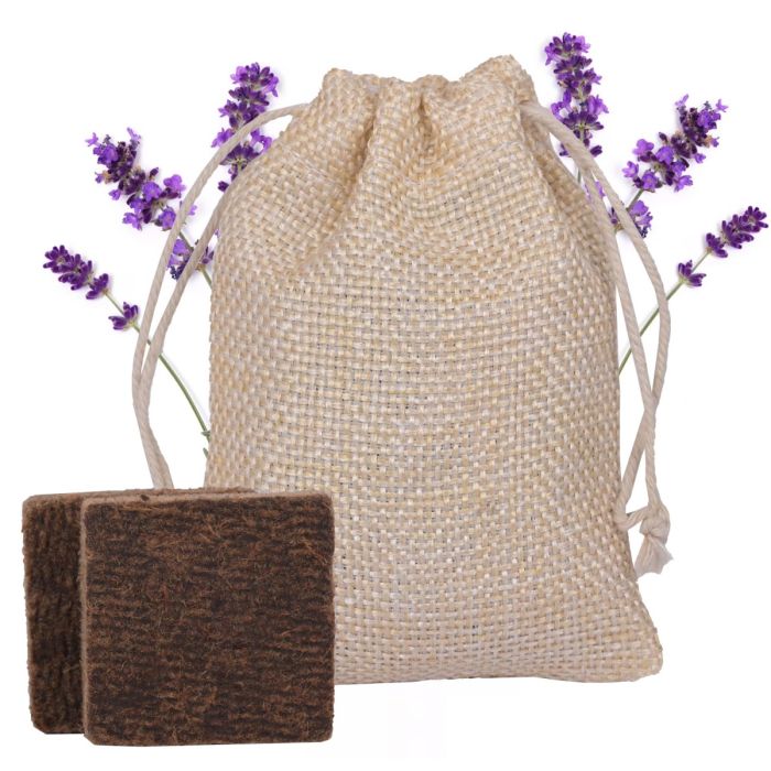 Allextreme Hanging Wood Jute Bag Car Perfume Scent - Lyrical Lavender Fragrance for 30 Days Diffuser Interior Car-Accessories Air Freshener with Essential Oil Aroma (Set of 1, 40g)