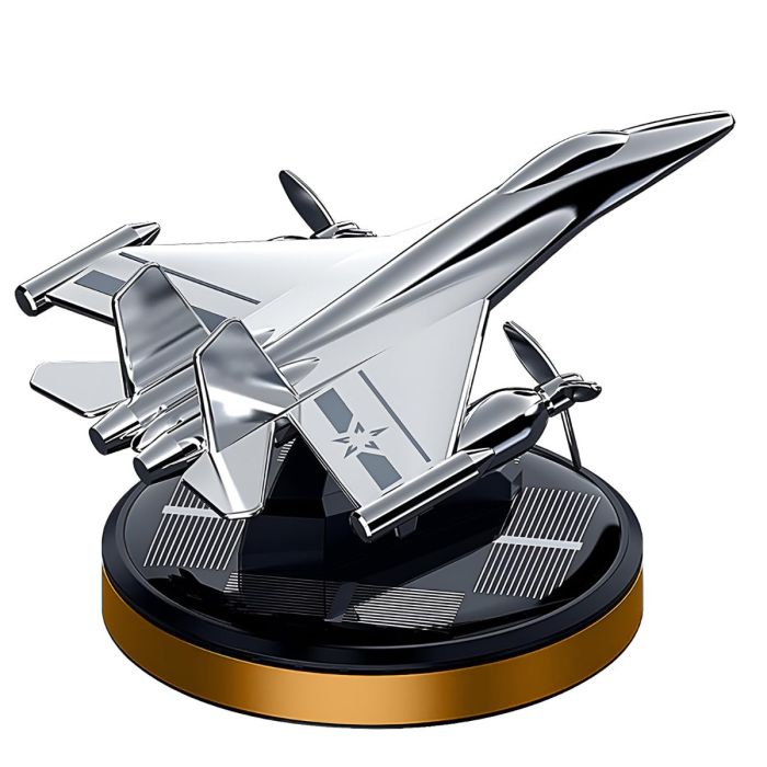 AllExtreme Solar Powered Car Perfume Diffuser Aeroplane Glider Design Auto Rotation Air Freshener Aromatherapy with Perfumed Liquid for Dashboard (Silver, Cologne Fragrance, Pack of 1)