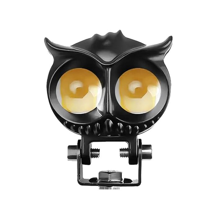 Allextreme 20W LED Fog Lamp IP68 12V-60V DC Power High Brightness Owl Shaped Projector Lights Auxiliary Spotlight with Mounting Bracket Universal Fit for All Cars and Bikes (Yellow/Cool White, Pcs 1)