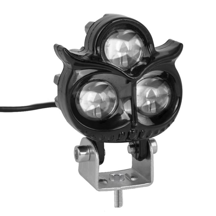 Allextreme LED Fog Lamp Three Eyes Owl Shape 30W 9-85V DC Power 6000 Lm High Brightness Projector Lights with Mounting Bracket Universal Fit for All Cars and Bikes (Warm White/Yellow, Pack of 1)