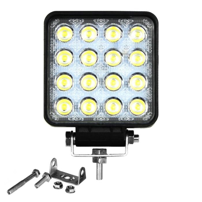 Allextreme CYT 16 LED Square Focus Beam Light 48W 12V DC Waterproof Fog Pod Driving Spot Head Lamp Off-Roading Lights Universal For All Bikes and Cars (Set of 1)
