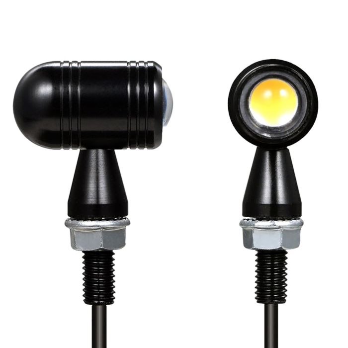 Allextreme Bullet Shape LED Turn Signal Lights 12V Universal Indicator Light with 21 Modes Flasher for Bikes & Motorcycles (Amber, Pack of 2)