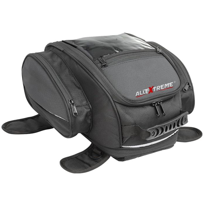 Allextreme Magnetic Tank Bag for Bike Universal Fit Motorcycle Storage with Rain Cover, Strong Magnets & Multi-Pocket Design Travel Riding Gear for Daily Commute, Touring & Camping (28L, Black)