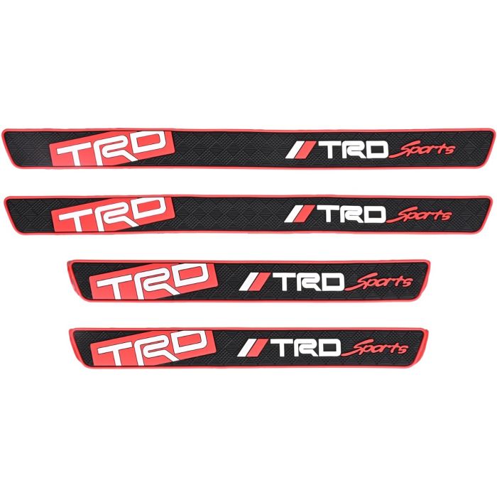 AllExtreme Car Door Foot Step Entry Guard Protector Strip TRD Print Anti-Scratch Scuff Plate with Adhesive for All Cars (Set of 1, Black & Red)