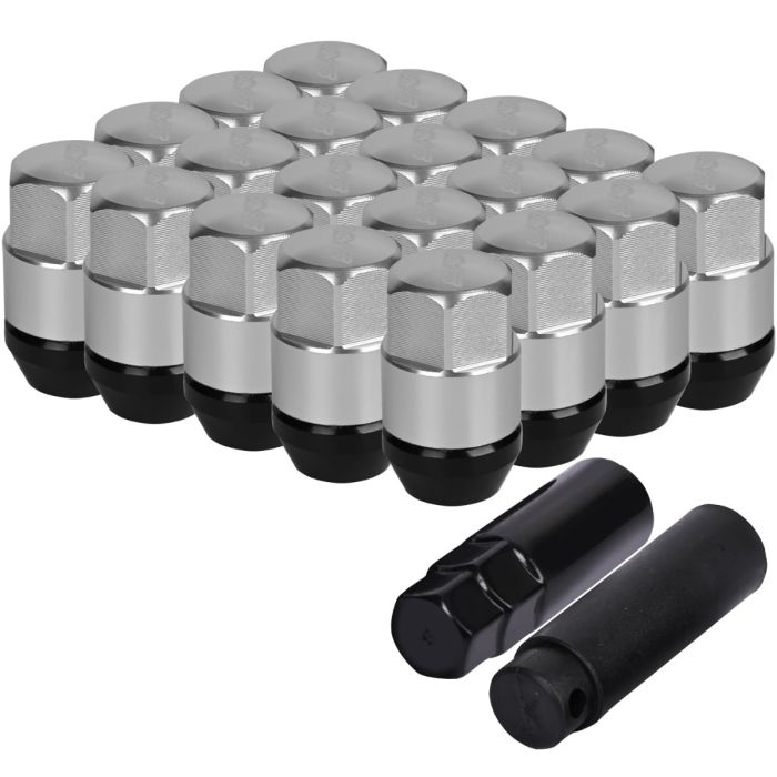 AllExtreme M12x1.5mm Wheel Nuts Close End Chrome Plated Steel Alloy Lug Nut Set with Aluminum Cap & Key for Cars Wheels Tyres (20Pcs)