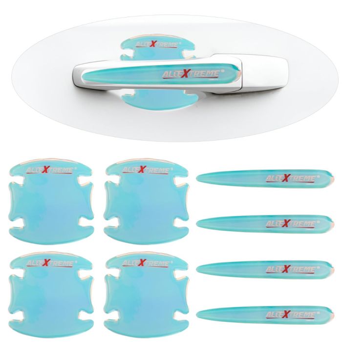 AllExtreme Universal Car Door Bowl Reflective Sticker Anti Collision Safety Warning Protector Trim Guard Set with Door-Handle Scratches Protection for All Cars (4 Pcs)