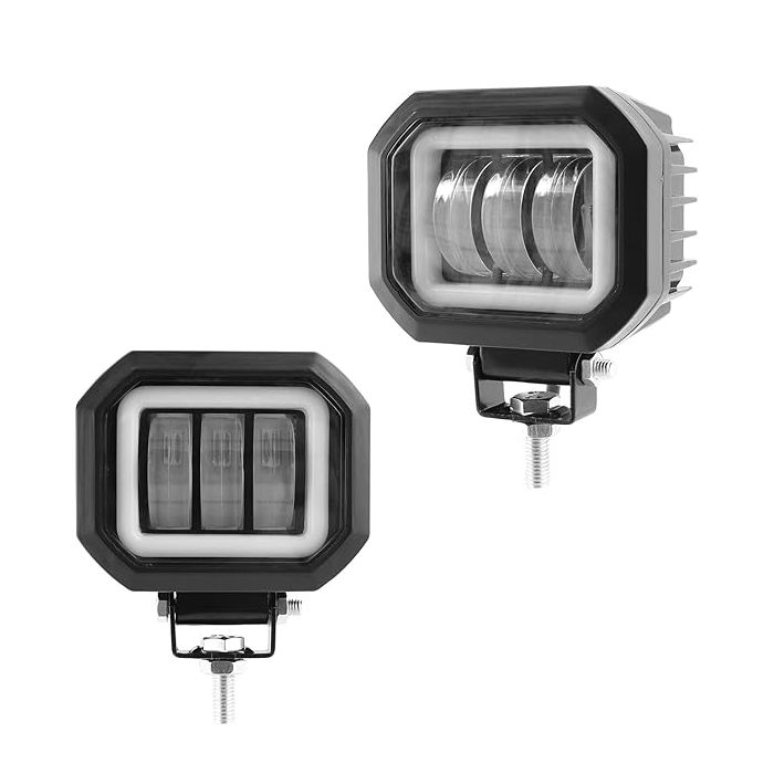 Allextreme EXS30F2N LED Fog Light Spot Beam 20W Projector Lens Heavy Duty Waterproof Driving Lamp for Motorcycle Bike Car SUV (2 Pcs, Blue & White)