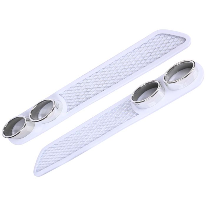 AllExtreme EX3DCG2 Car Double Cylinder Exhaust Sticker 3D Simulation Grid Tail Pipe Rear Bumper Vent Fender Styling Decal for All SUVs (White, 2 Pcs)