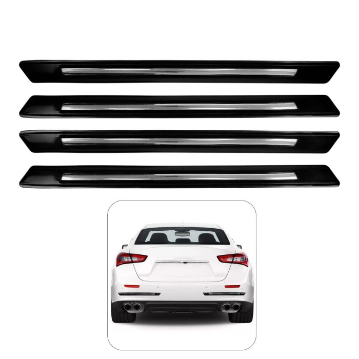 AllExtreme Anti-Collision Patch Front and Rear Universal Bumper Guard Strip Adhesive Anti-Scratch Door Sill Protector Trim for Car Doors (4 Pcs 1, Black)