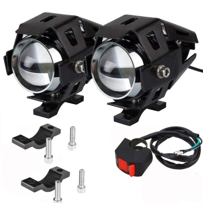 AllExtreme EXU5FW2 U5 CREE LED Driving Fog Light Fog in Aluminum Body with Switch and Mounting Brackets for All Motorcycles and Cars (10W, White Light, 2 PCS)