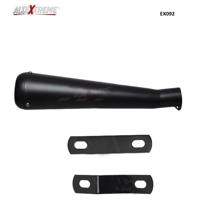 AllExtreme EX092 Small Size Torpedo Model Fancy Silencer with Bush Compatible for BS3 and BS4 Model Royal Enfield Bullet 350cc and 500cc (Full Black)