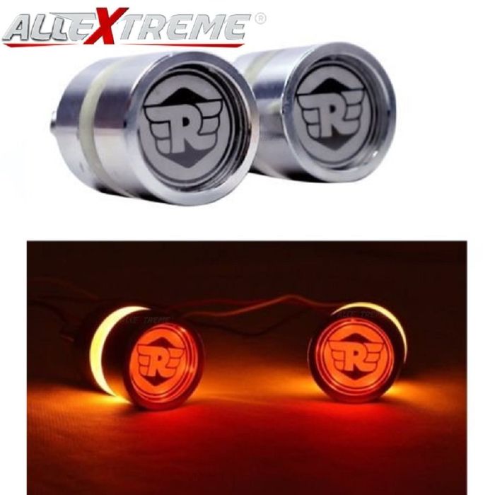Allextreme EXLXSB2 Stylist Handlebar End LED Turn Signal Indicator Light compatible for Bullet 350cc & 500cc (Amber Light, 2 PCS)