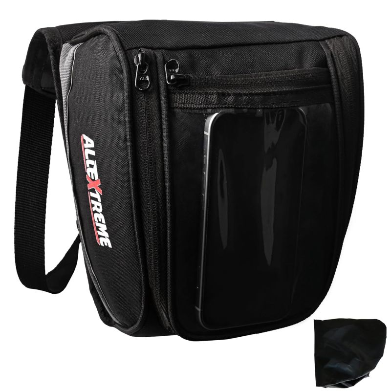 Allextreme Universal Bike Tank Bag Pouch (Non Magnetic) with Straps to use as Sling Pouch Bike Riding Accessory for All Motorcycles (2.5Ltr, Black, 1 Pc)