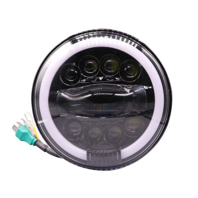 Allextreme EX9TH1P 75W Round White LED Headlight 7 Inch Full Ring Hi/Low Beam Headlamp Angel Eye Compatible with Bullet Wrangler (Pack of 1, Yellow & White)