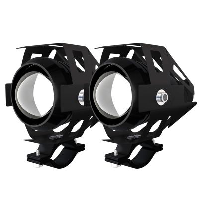 Allextreme EXU5WL2 U5 CREE LED Driving Full Black Fog Light Aluminium Body with Mounting Brackets for All Motorcycles and Cars (20W, White, 2 Pcs)