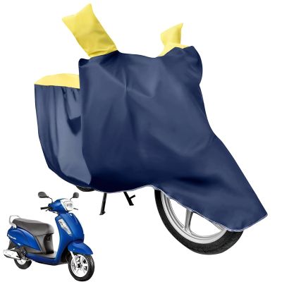 Allextreme S-7016 Full Bike Body Cover Water Resistant Dustproof Rustproof UV Protection Cover Compatible for Activa Maestro Scooty and All Two Wheeler Scooter (Navy Blue & Yellow, Small)