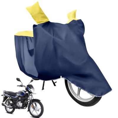 Allextreme M-7016 Full Bike Body Cover Water Resistant Dustproof Rustproof UV Protection Cover Compatible for Splendor Platina Deluxe and Upto Pulsar 180cc Size (Navy Blue & Yellow, Medium)