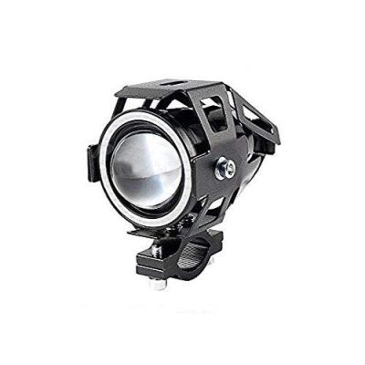 AllExtreme EXU7MB1 U7 Mini CREE LED Fog Light Work Lamp with Hi/Low, Flashing Beam and Blue Angel Eye Ring for Cars and Motorcycles (12W, Blue & White Light, 1 PC)