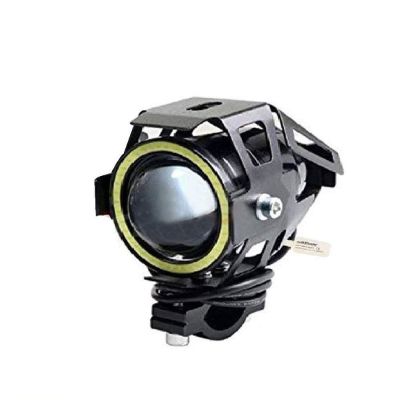 AllExtreme EXU7MW1 U7 Mini CREE LED Fog Light Work Lamp with Hi/Low, Flashing Beam and White Light Angel Eye Ring for Cars and Motorcycles (12W, White Light, 1 PC)