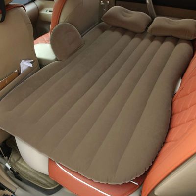 Allextreme Multifunctional Inflatable Car Bed Mattress with Two Air Pillows, Car Air Pump and Repair Kit for Travel, Trips, Camping, Picnic, Pool & Beach|Universal Fit (Beige)