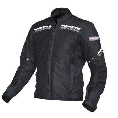 Allextreme SPEEDO Unisex All weather Adult Motorcycle Riding Jacket with Impact Protection Back & Elbow Guard Reflective Stickers and Abrasion Resistance (3XL, Black and White)