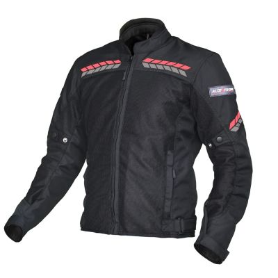 Allextreme SPEEDO Bike Riding Jacket Mesh Fabric with Motorcycle Ride Back Elbows Shoulders Protection and All Season Night Visibility Sticker for Men (Red, XL)