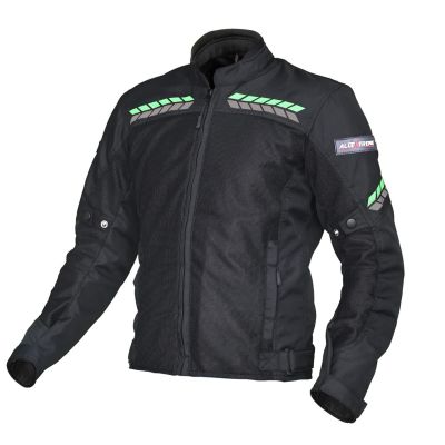 Allextreme SPEEDO Unisex All weather Adult Motorcycle Riding Jacket with Impact Protection Back & Elbow Guard Reflective Stickers and Abrasion Resistance (Medium, Neon Green & Black)