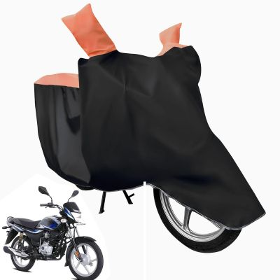 Allextreme M-7017 Full Bike Body Cover Water Resistant Dustproof Rustproof UV Protection Cover Compatible for Splendor Platina Deluxe and Upto Pulsar 180cc Size (Black & Orange, Medium)