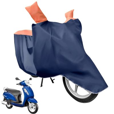Allextreme M-7011 Full Bike Body Cover Water Resistant Dustproof Rustproof UV Protection Cover Compatible for Splendor Platina Deluxe and Upto Pulsar 180cc Size (Navy Blue & Orange, Medium)
