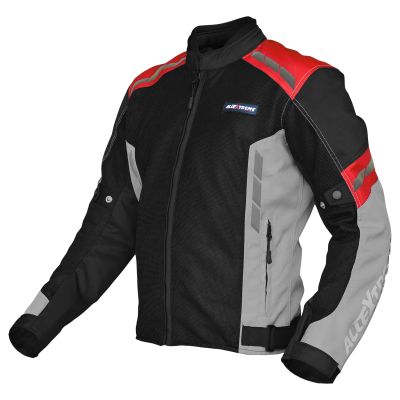 Allextreme TURBO Bike Riding Jacket Mesh Fabric Racer Motorcycle with Back Elbows Shoulders Protection and All Season Night Visibility Sticker for Men (L, Red)