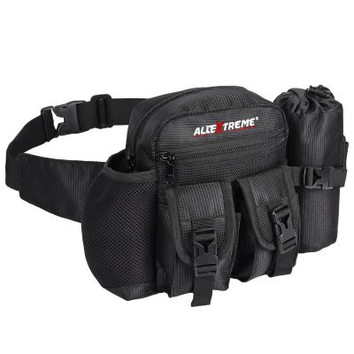 AllExtreme Multi-Utility Waist Bag Multi Pocket Sling Pouch & Fanny Pack Bags with Detachable Bottle Holder for Men and Women Travel Motorcycle Riding Outdoor Hiking Adventure (1Pc, Black)