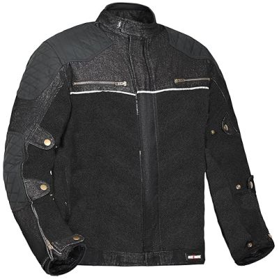AllExtreme Denim Bike Riding Jacket CE Level 2 Protector Racer Armour with Night Visibility Sticker Shoulder Back Elbow Protection Abrasion Resistance Motorcycle Biker Gear for Men (2XL, Black)