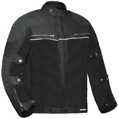 AllExtreme Denim Bike Riding Jacket CE Level 2 Protector Racer Armour with Night Visibility Sticker Shoulder Back Elbow Protection Abrasion Resistance Motorcycle Biker Gear for Men (Small, Black)
