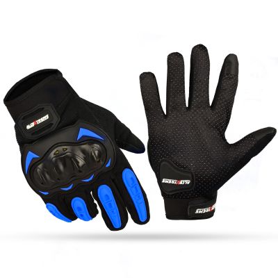 Allextreme Probiker Full Finger Motorcycle Riding Gloves with Hard Knuckle Protective Shells for Motorbike Racing Biking Climbing (M, Blue)