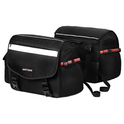 Allextreme 72L Motorcycle Saddle Bag | Heavy-Duty Waterproof Double Side Bag with Dual Locking System, Inner Liners & Rain Covers | Large Touring Saddle Bags for All Straight Exhaust Bikes (Black)