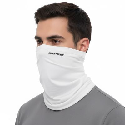 Allextreme Neck Gaiter Bandana for Rider Super Soft Breathable Cotton Face Mask UV Sun Protection Neck Cover Scarf Headband Balaclava for Biking Hiking Cycling Protective Bike Riding Gear (White)