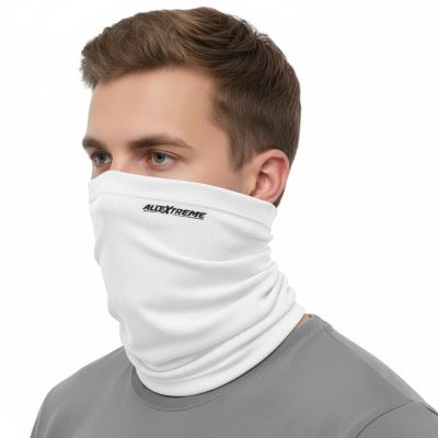 Allextreme Neck Gaiter Bandana for Rider Super Soft Breathable Dryfit Face Mask UV Sun Protection Neck Cover Scarf Headband Balaclava for Biking Hiking Cycling Protective Bike Riding Gear (White)