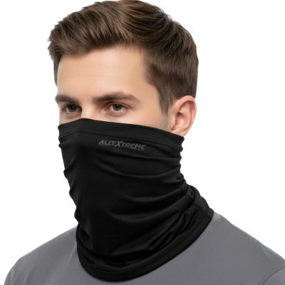 Allextreme Neck Gaiter Bandana for Rider Super Soft Breathable Pin Mesh Face Mask UV Sun Protection Neck Cover Scarf Headband Balaclava for Biking Hiking Cycling Protective Bike Riding Gear (Black)